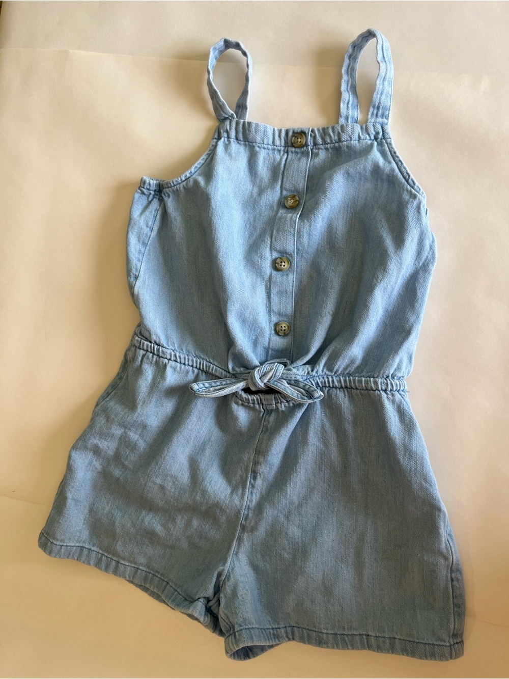 Old Navy Girls' Light Blue Denim Romper with Tie Waist